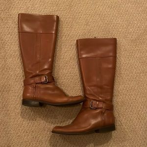 Brown leather riding boots